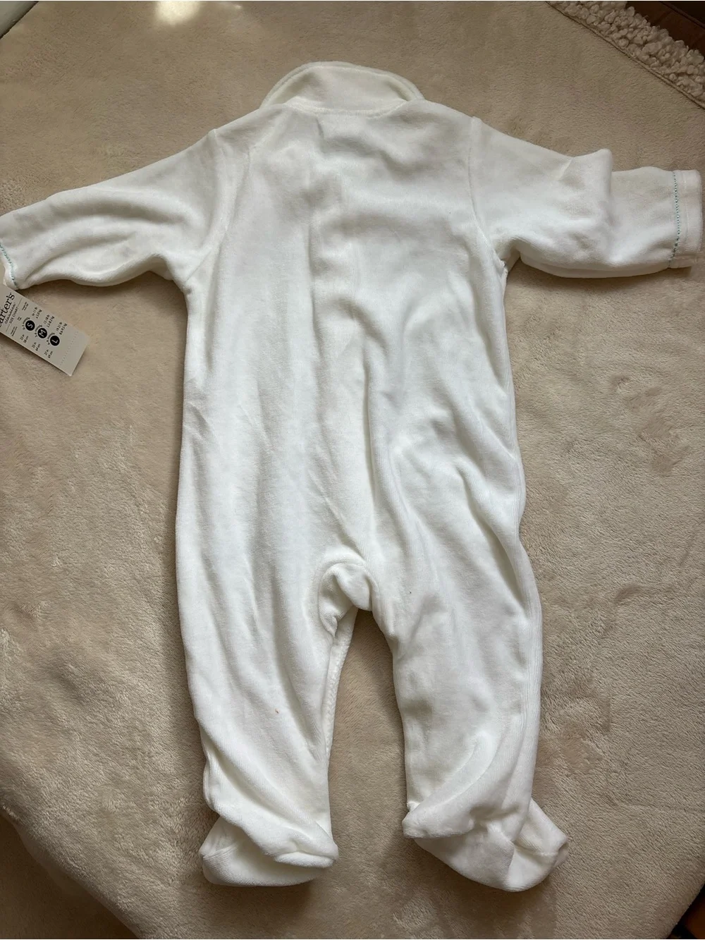 NWT Carter's White Velour Footed Sleeper & Hat Set 3-6 Months Moon Star Wish